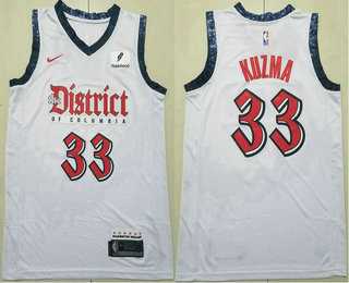 Mens Washington Wizards #33 Kyle Kuzma White 2024 City Edition Swingman Sponsor Stitched Jersey->washington wizards->NBA Jersey